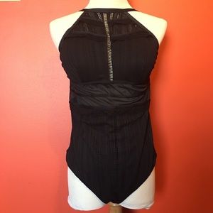 Black Crochet One Piece Swimsuit